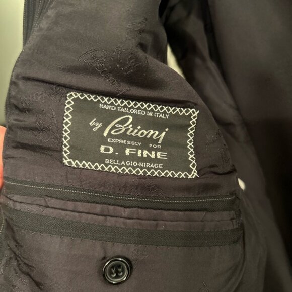 Brioni Augusto Black Pinstripe Suit Blazer Jacket Wool Silk Blend - Picture 2 of 10